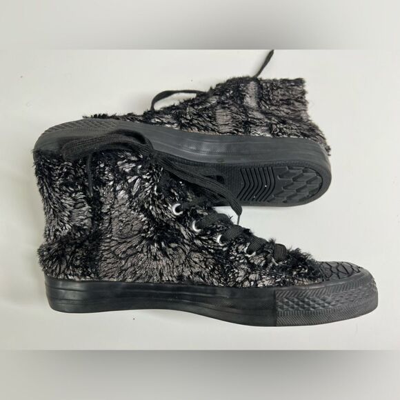 Mono design Black Silver Sequins High Top Lacing winter sneakers size 40EU/9,5US - Picture 1 of 11